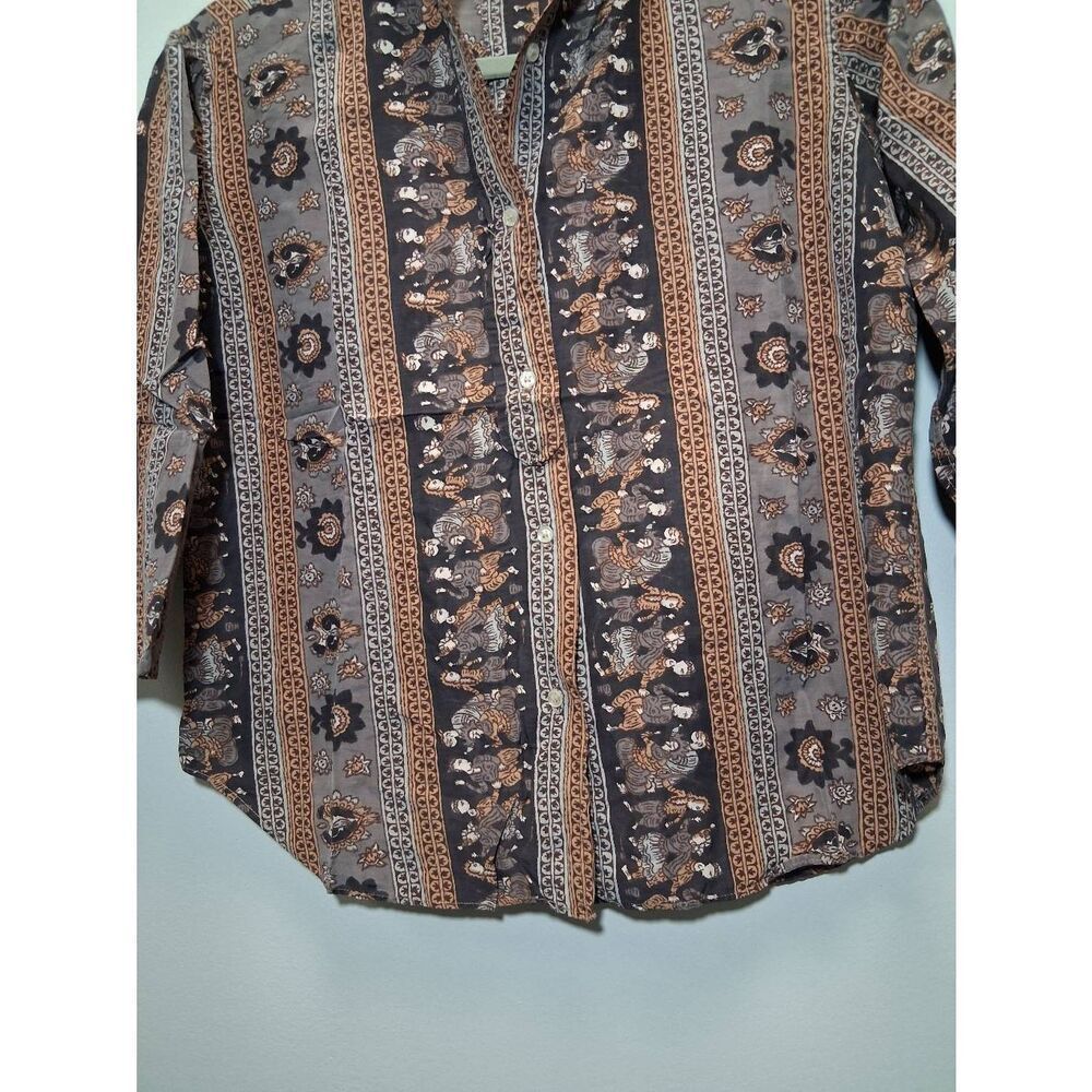 Vintage baltman fifth ave womens small batik rust brown art shirt top viscose - Picture 4 of 9